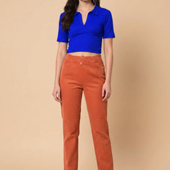 Istyle Can Royal Blue Crop Polo Top image 3