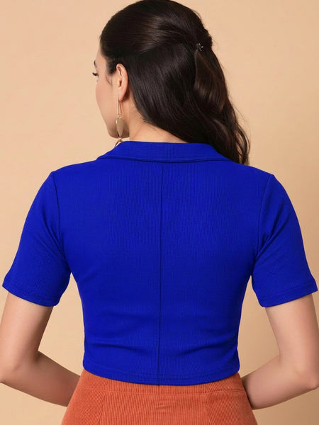 Istyle Can Royal Blue Crop Polo Top image 5