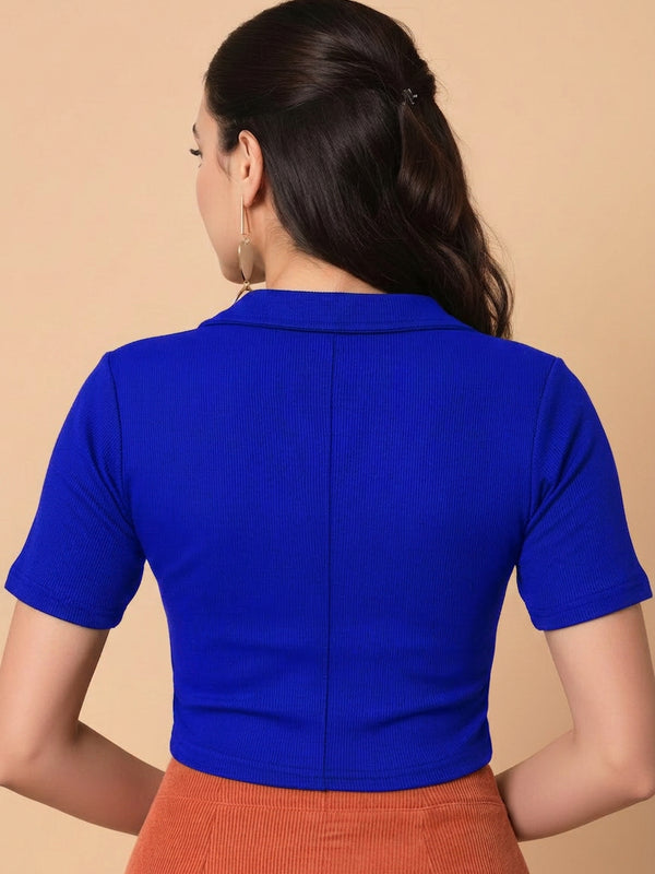 Istyle Can Royal Blue Crop Polo Top image 5