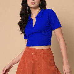 Istyle Can Royal Blue Crop Polo Top image 6