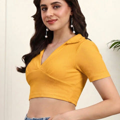 Mustard Ribbed Crop Top View 3