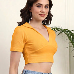 Mustard Ribbed Crop Top View 2