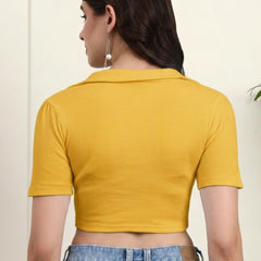 Mustard Ribbed Crop Top View 5