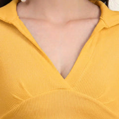 Mustard Ribbed Crop Top View 6