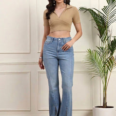 Skin Ribbed Crop Top View 3