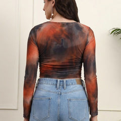 Brown Net Full Sleeve Top View 3