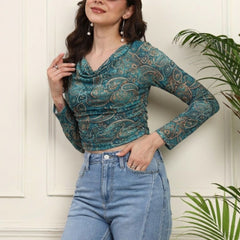 Green Net Full Sleeve Top View 4
