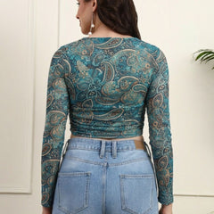 Green Net Full Sleeve Top View 5