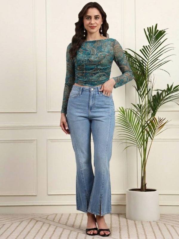 Green Net Full Sleeve Top View 6