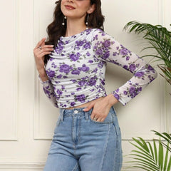 Purple Net Full Sleeve Top View 2