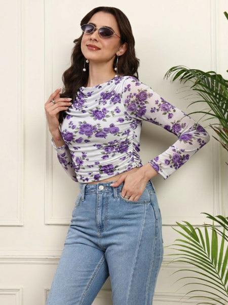 Purple Net Full Sleeve Top View 2