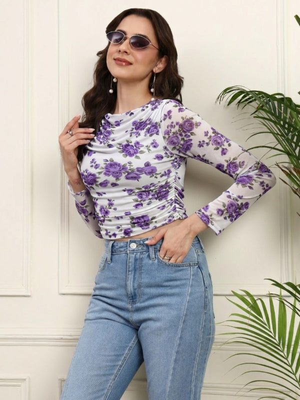 Purple Net Full Sleeve Top View 2