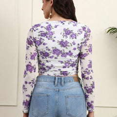 Purple Net Full Sleeve Top View 4