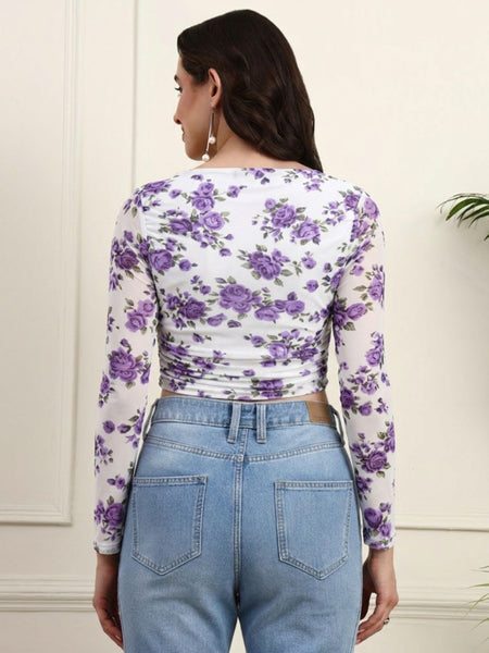 Purple Net Full Sleeve Top View 4