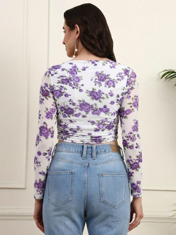 Purple Net Full Sleeve Top View 4