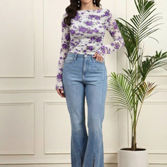 Purple Net Full Sleeve Top View 3