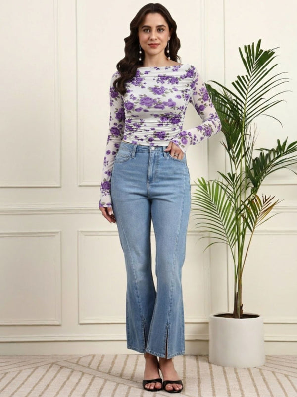Purple Net Full Sleeve Top View 3