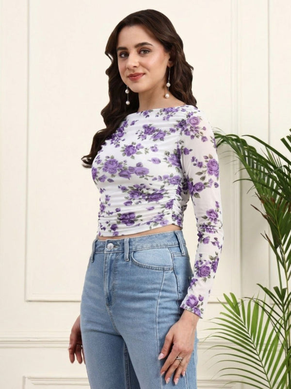 Purple Net Full Sleeve Top View 5