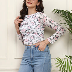 White Net Full Sleeve Top View 7