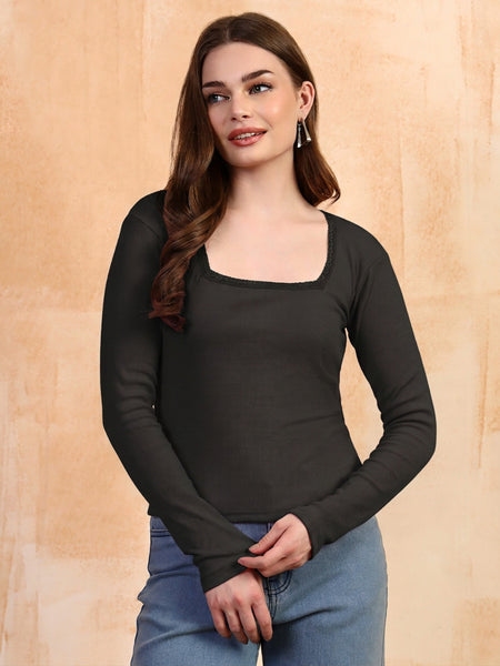Black ribbed top front view