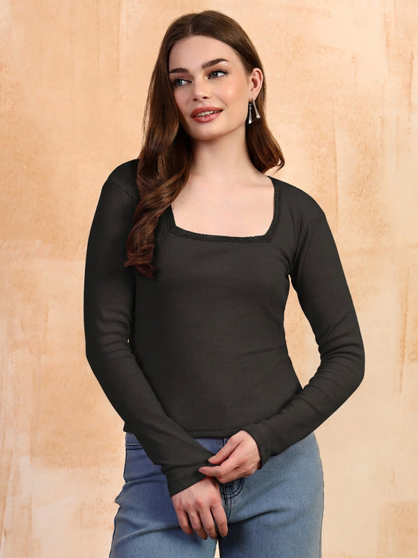 Black ribbed top front view