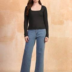 Black ribbed top view 5