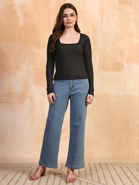 Black ribbed top view 5