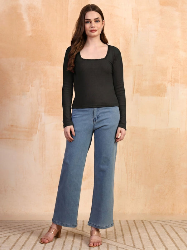 Black ribbed top view 5
