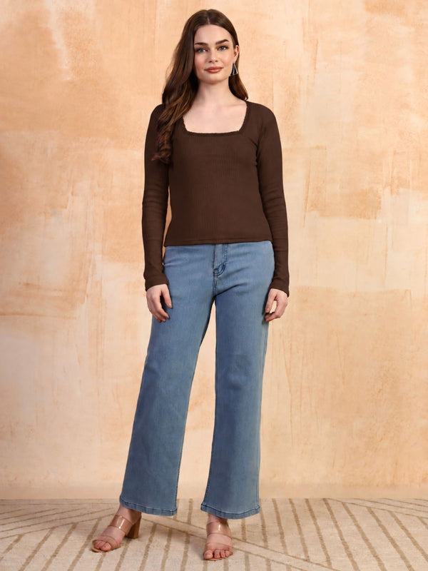 Brown ribbed top view 4