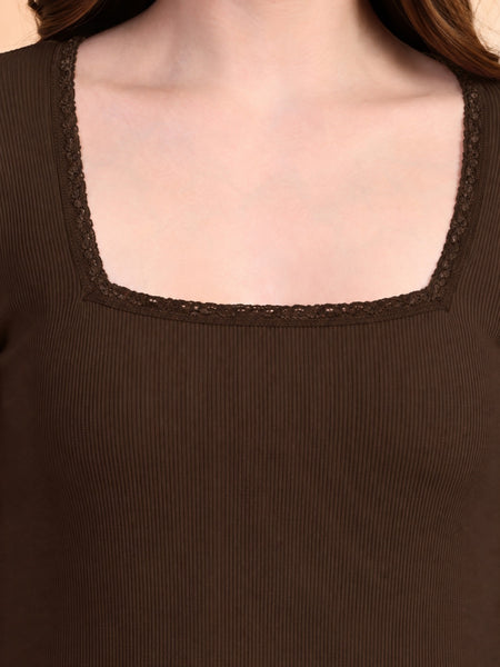 Brown ribbed top view 5