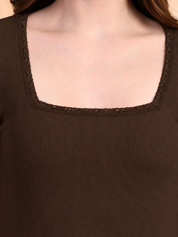 Brown ribbed top view 5