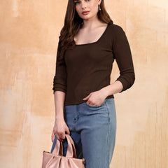 Brown ribbed top view 2