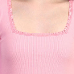 Pink ribbed top view 4