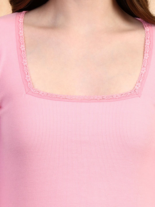 Pink ribbed top view 4