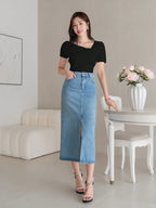 Istyle Can Women's Black Ruched Asymmetrical Stretch T-Shirt Istyle Can