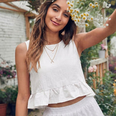 Off White cotton linen crop top