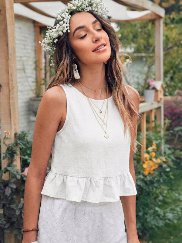 Off White cotton linen crop top