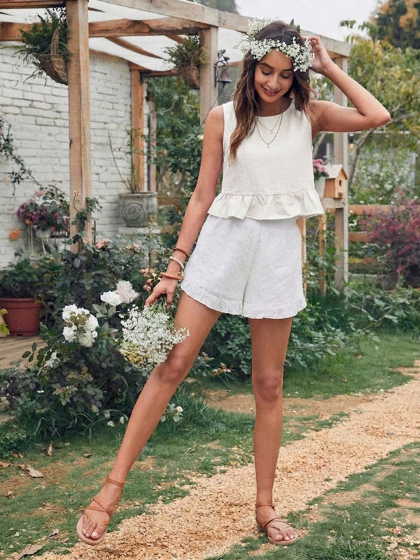 Off White cotton linen crop top