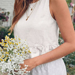 Off White cotton linen crop top