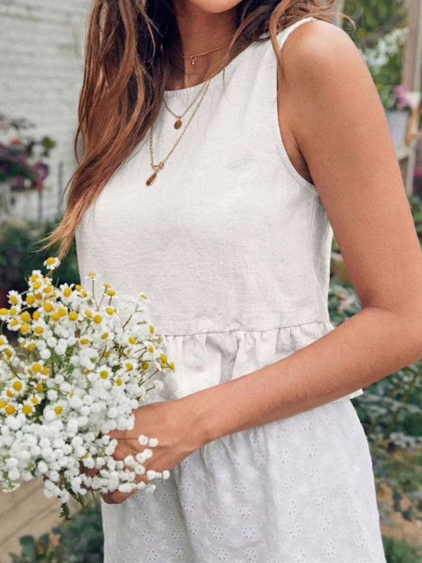 Off White cotton linen crop top