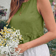 Olive Green cotton linen crop top