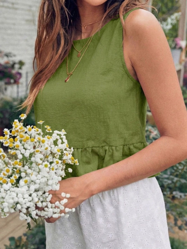 Olive Green cotton linen crop top