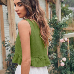 Olive Green cotton linen crop top
