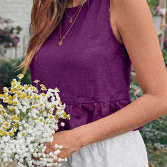 Purple cotton linen crop top