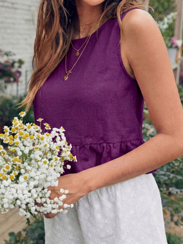Purple cotton linen crop top