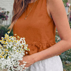 Rust Orange cotton linen crop top