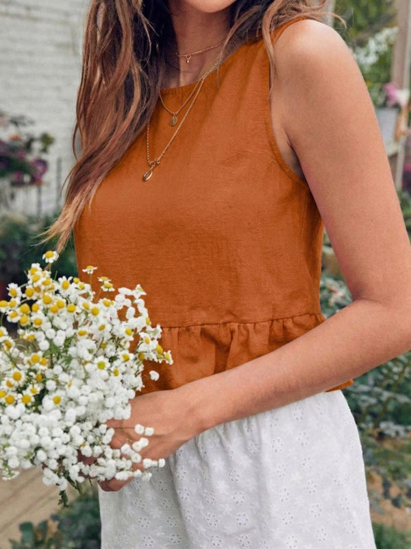Rust Orange cotton linen crop top