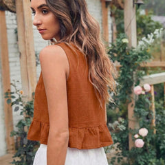Rust Orange cotton linen crop top
