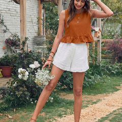 Rust Orange cotton linen crop top