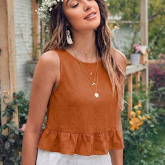 Rust Orange cotton linen crop top